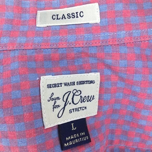 J. Crew Men's Long Sleeve Blue and Pink Checkered Button-up Shirt Size L - Picture 9 of 12